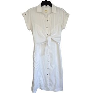 Maeve by Anthropologie Elspeth Linen Shirtdress Size 4 Tie Waist Midi